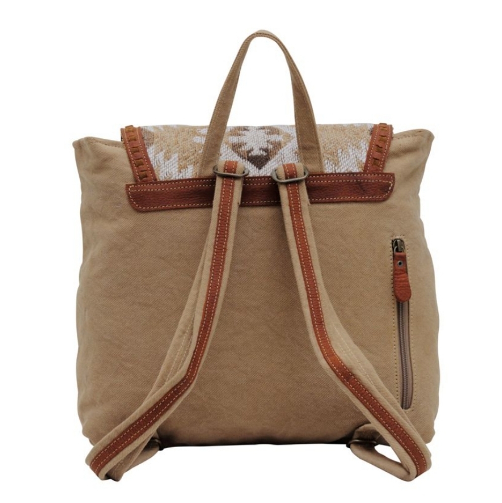 NWT Myra Bag Boho Leather & Canvas Backpack Bag - Picture 4 of 7